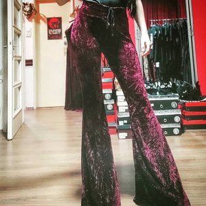 Killstar "Wisteria" Velvet Bell Bottoms [PLUM]